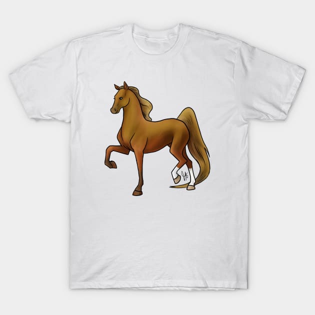 Horse - American Saddlebred - Chestnut T-Shirt by Jen's Dogs Custom Gifts and Designs